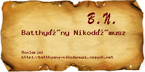 Batthyány Nikodémusz névjegykártya
